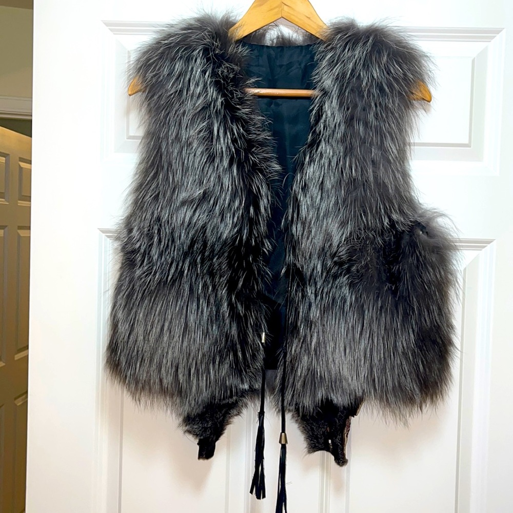 Black fox fur vest